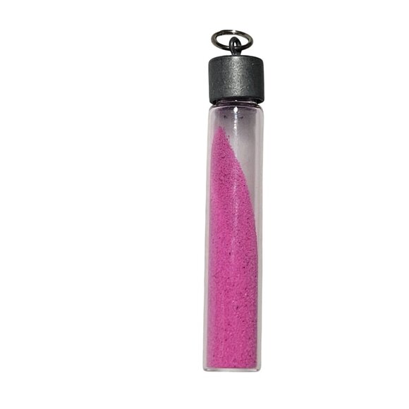 Mini Glass Vial Pendant Pink Powder Keychain Or Jewelry Accessory Craft DIY - Picture 2 of 3